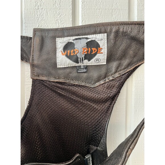 Wild Ride Motorcycle Chaps ~ Small ~ Brown ~ Adjustable Buckle Closure ~ Lined - Picture 6 of 11